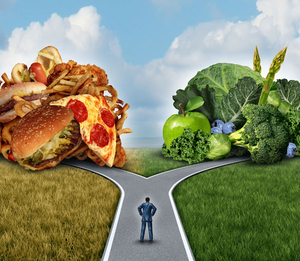 Diet Decision Healthy and Unhealthy Food